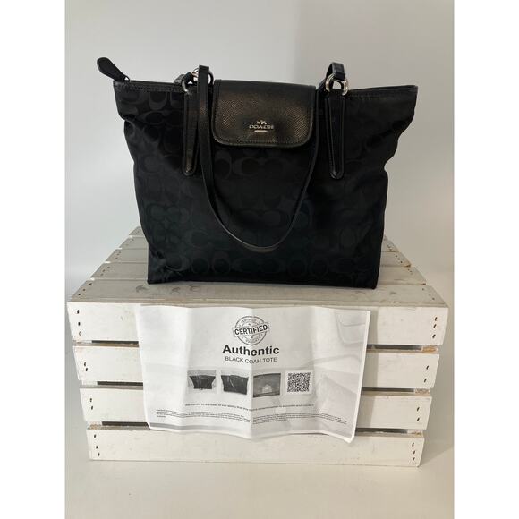 COACH 33475 BLACK NYLON SIGNATURE PRINT WOMENS SHOULDER BAG - Picture 2 of 16